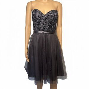 Sexy Morilee Madeline Gardner Strapless Gray Lace Tulle Party Dress - Size 8
